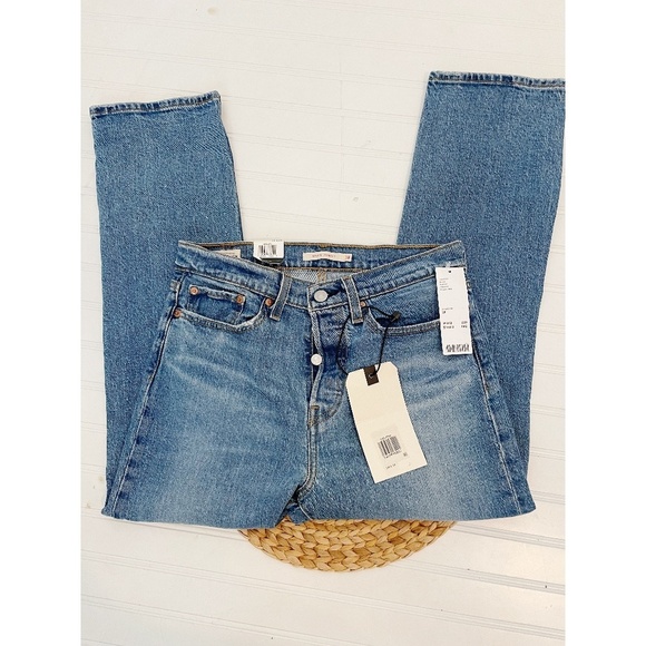 NEW Levis wedgie straight denim blue jeans Jive Tone Cropped straight - Picture 5 of 6